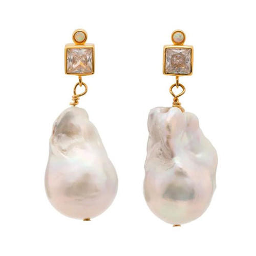 Natural baroque pearl earrings women gemstone fine jewellery wholesale